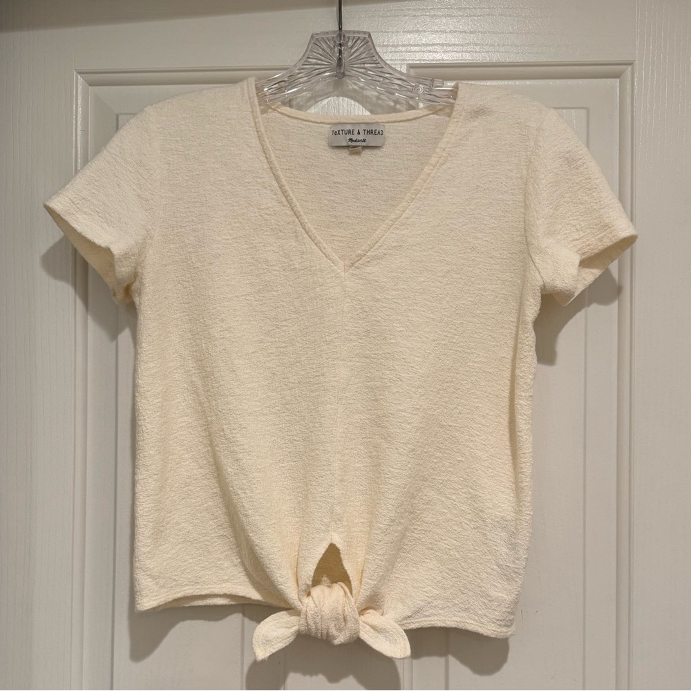 Madewell Texture and Thread V-Neck Modern Tie-Front Top